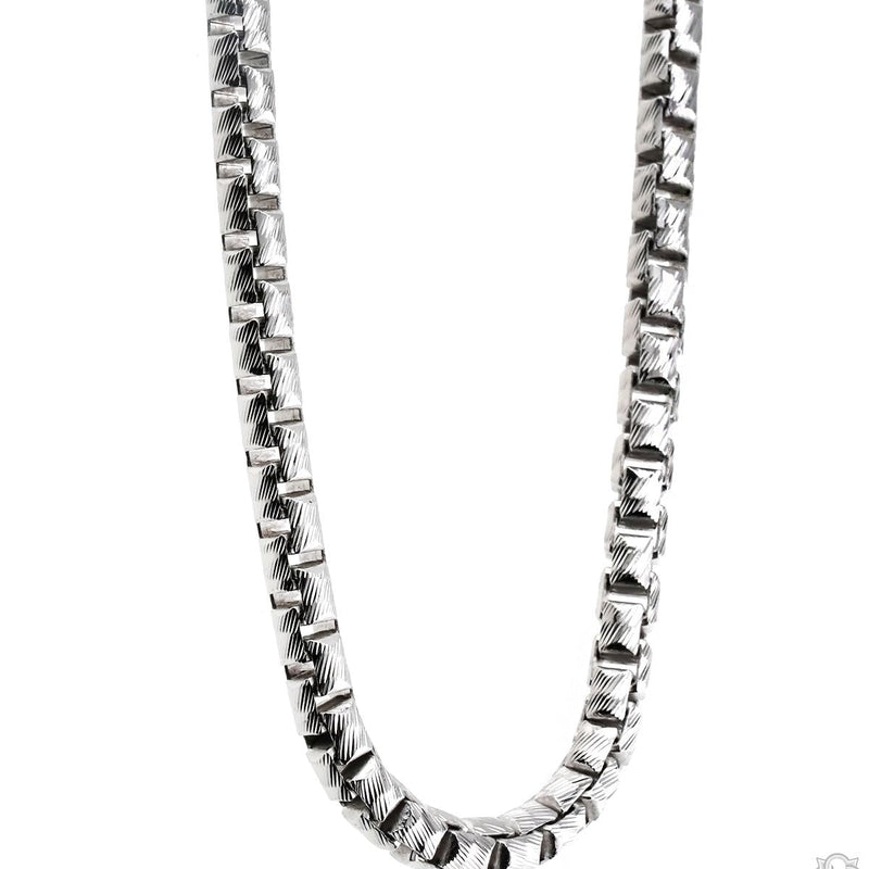 Silver Solid Round Slashed Box Link Chain 3.5mm 24 Inches 70619 - Image 2