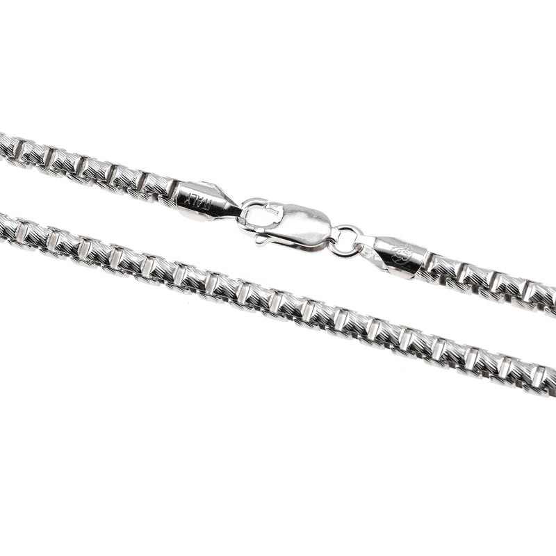 Silver Solid Round Slashed Box Link Chain 3.5mm 24 Inches 70619 - Image 3