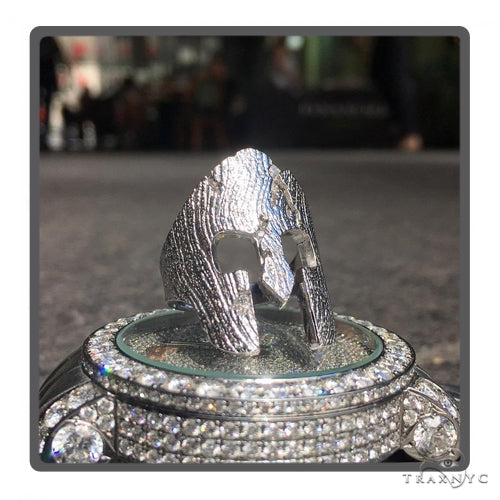 Silver Spartan Mask TraxNYC Prong Diamond Ring 57663 - Image 3