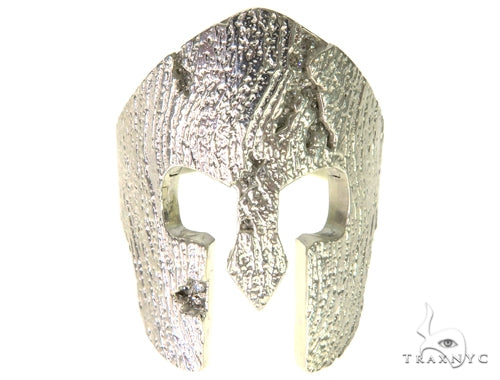 Silver Spartan Mask TraxNYC Prong Diamond Ring, photo 3 of 10