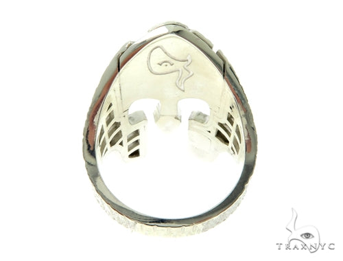 Silver Spartan Mask TraxNYC Prong Diamond Ring 57663 - Image 7