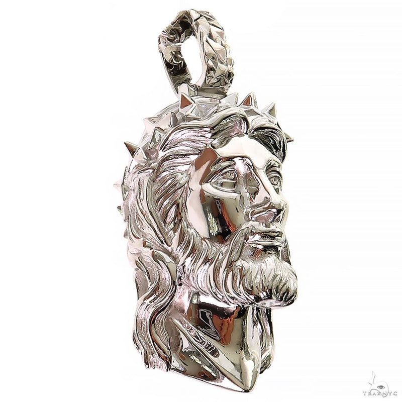 Silver Spikes Crown Jesus Head Pendant[Medium], photo 2 of 5