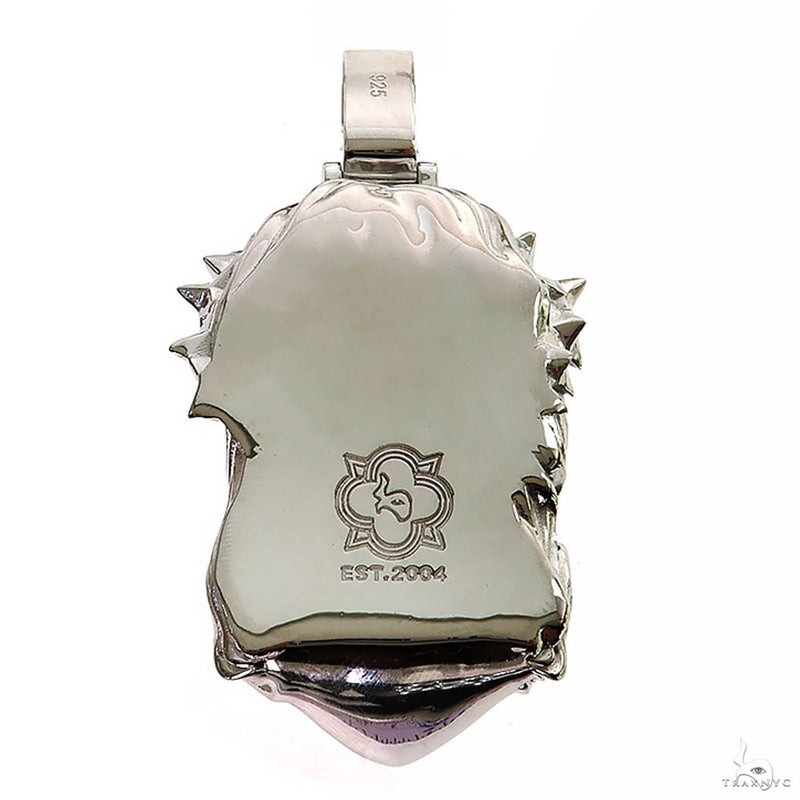 Silver Spikes Crown Jesus Head Pendant 69748 - Image 4
