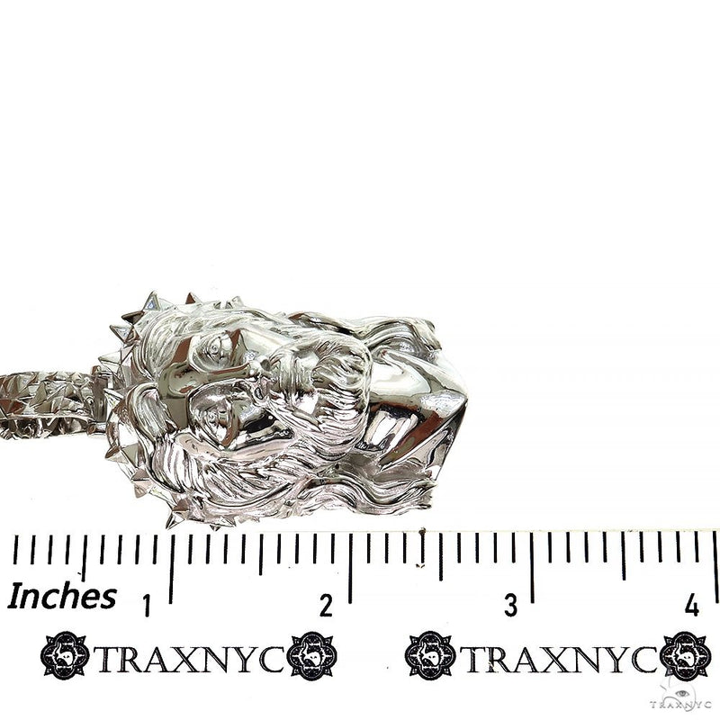 Silver Spikes Crown Jesus Head Pendant[Medium], photo 5 of 5