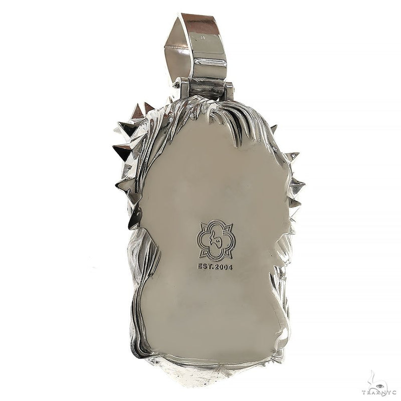 Silver Spikes Crown Jesus Head Pendant X-Large Size 70025 - Image 4