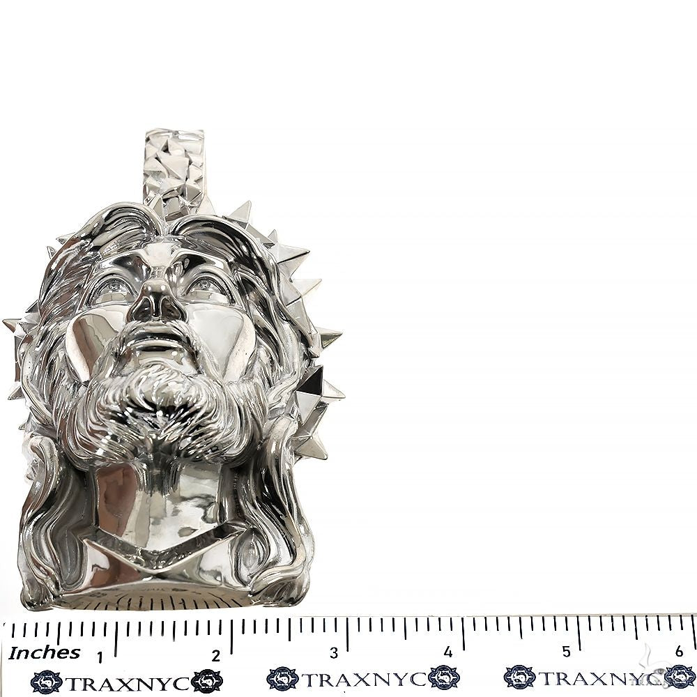Buy Silver Spikes Crown Jesus Head Pendant X-Large Size 70025