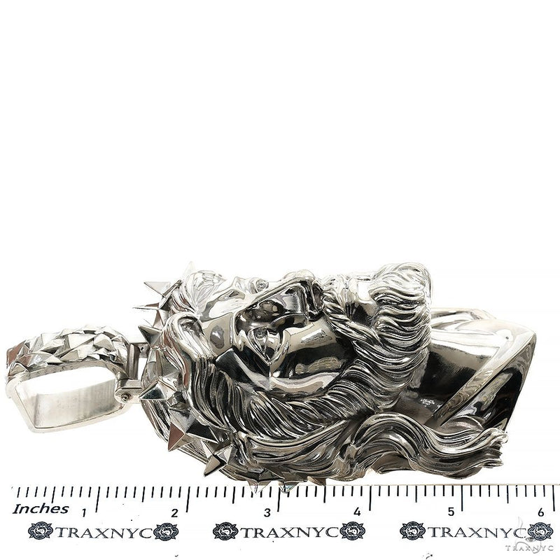 Silver Spikes Crown Jesus Head Pendant X-Large Size 70025 - Image 6