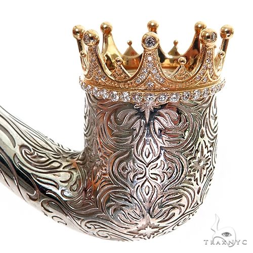 Silver and Gold Smoking Crown Diamond Pipe 67555 - Image 3