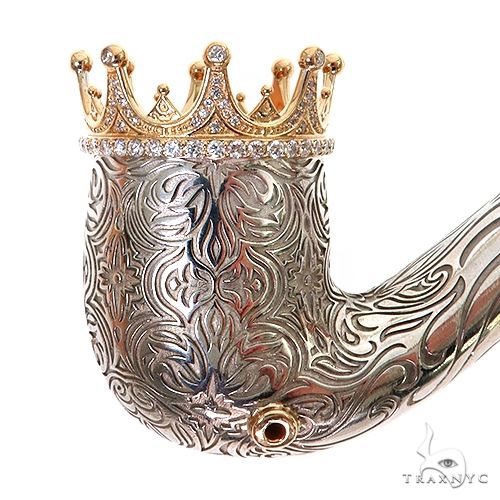 Silver and Gold Smoking Crown Diamond Pipe 67555 - Image 4