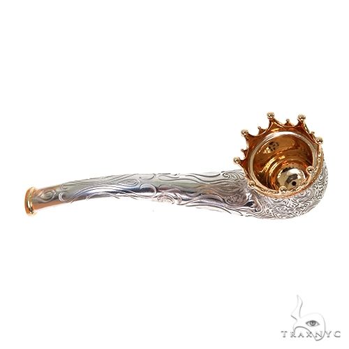 Silver and Gold Smoking Crown Diamond Pipe 67555 - Image 6
