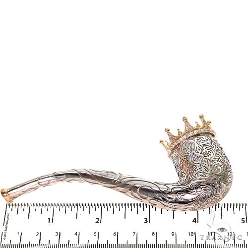 Silver and Gold Smoking Crown Diamond Pipe 67555 - Image 7