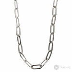 Silver thin paper clip link chain with 3.1mm links, 24 inches long, polished finish.