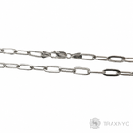 Silver solid thin paper clip link chain, 2.7mm thickness, 24-inch length, sleek finish.