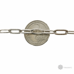 Silver thin paper clip link chain with 3.1mm links, 24 inches long, polished finish.