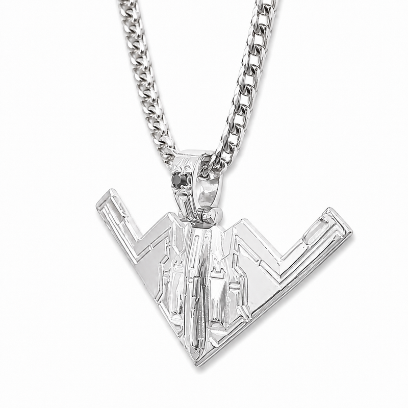 Silver B-2 Bomber Pendant Set 71294