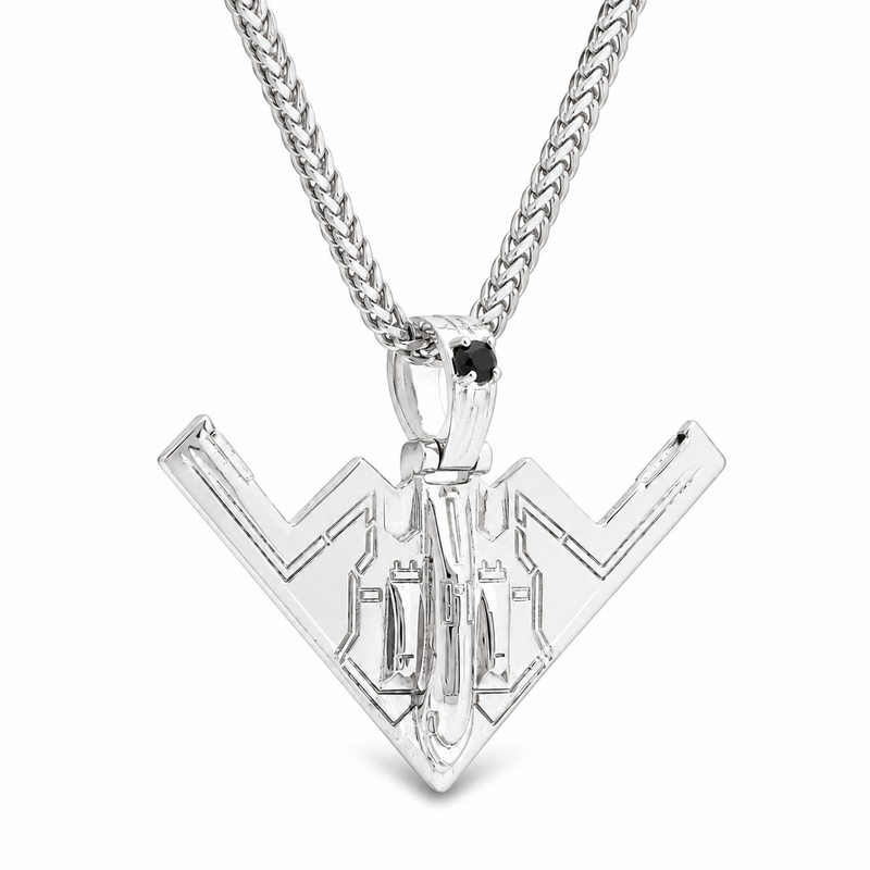 Silver B-2 Bomber Pendant Set 71294