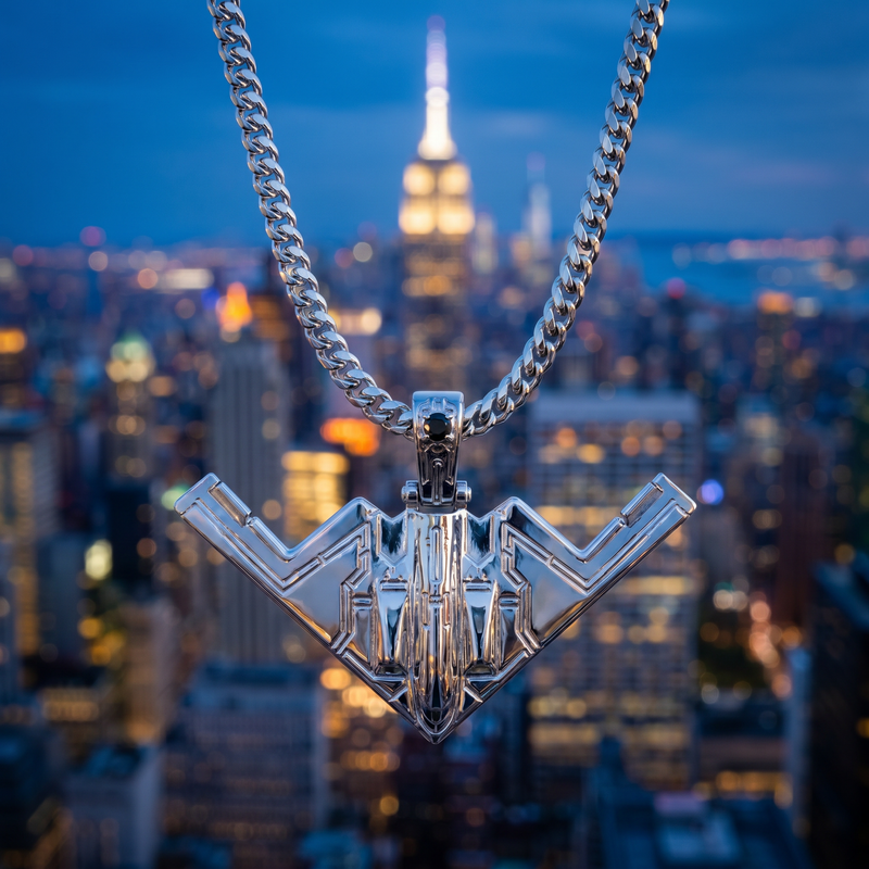 Silver B-2 Bomber Pendant Set 71294
