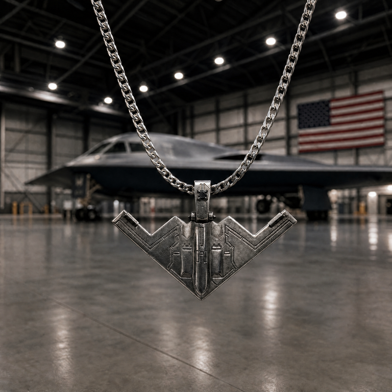Silver B-2 Bomber Pendant Set 71294