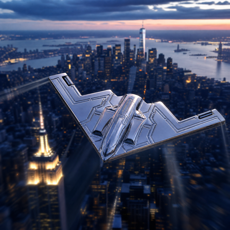 Silver B-2 Bomber Pendant Set 71294