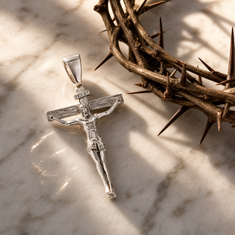 Silver Crucifix Jesus Cross Small 71146