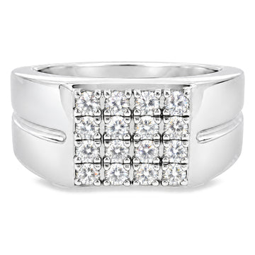 Silver Prong Diamond Square Top Band