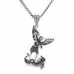 Silver Saint Michael Pendant & Miami Cuban chain set 71780