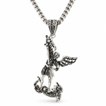 Silver Saint Michael Pendant & Miami Cuban chain set 71780
