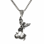 Silver Saint Michael Pendant & Miami Cuban chain set 71780
