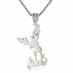 Silver Saint Michael Pendant & Miami Cuban chain set 71780