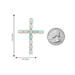Silver cross pendant set with opal stones in prong settings