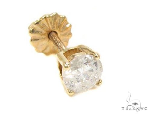 14K Gold Single Prong Diamond Earring Stud, photo 2 of 5