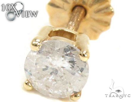 14K Gold Single Prong Diamond Earring Stud, photo 3 of 5