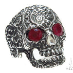 Skull Bezel Ruby Silver Ring 41504 - Image 1