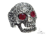 Skull Bezel Ruby Silver Ring 41504