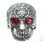 Skull Bezel Ruby Silver Ring 41504 - Image 2