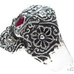 Skull Bezel Ruby Silver Ring 41504 - Image 4