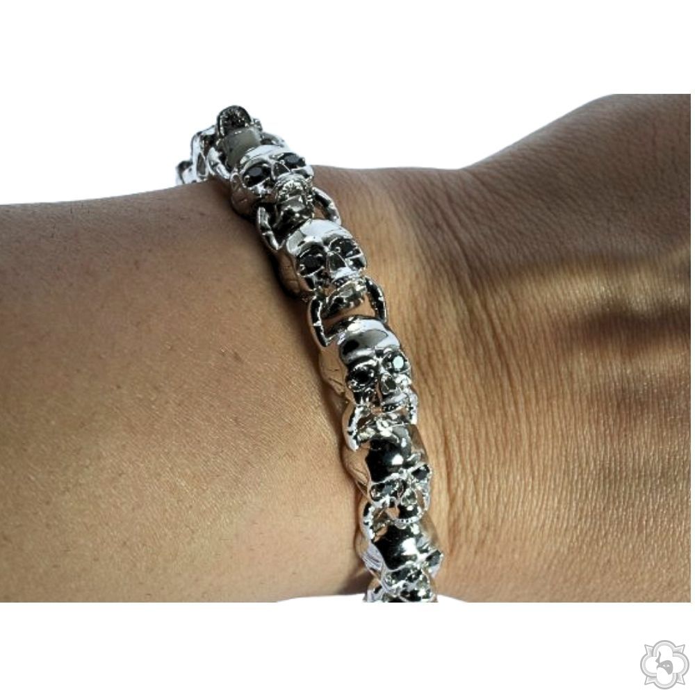 Skull Links Silver Bracelet 70248 – TraxNYC