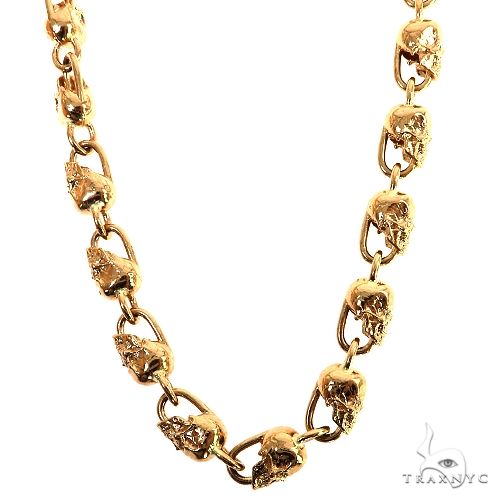 14K Gold Skull Head Links Lab-Grown Diamond Chain 68787