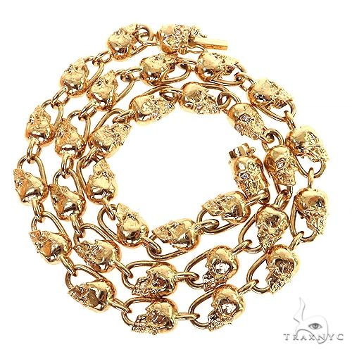 14K Gold Skull Head Links Lab-Grown Diamond Chain, photo 4 of 7