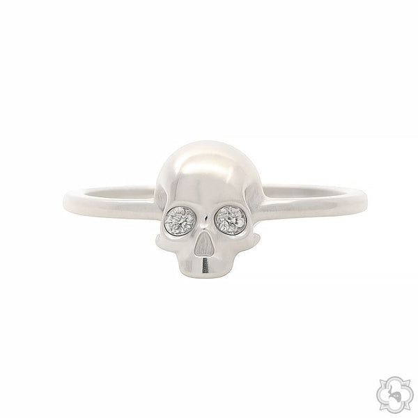 925 Silver Diamond Skull Ring 70858 | TraxNYC 925 Silver Diamond Skull Ring 70858 | TraxNYC
