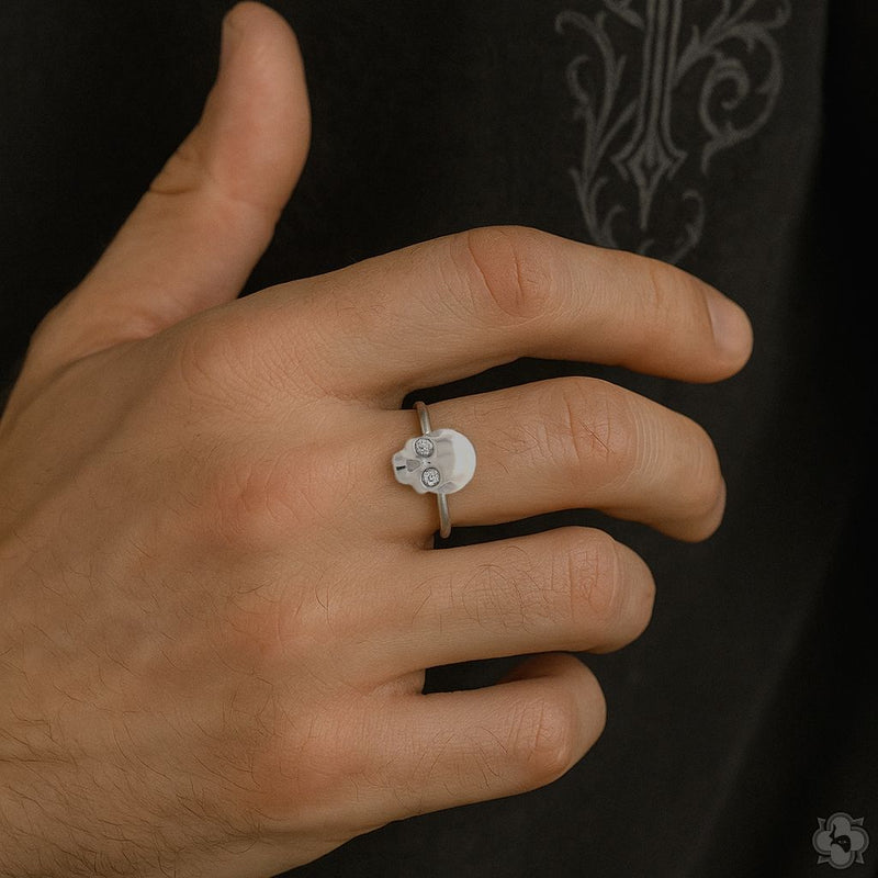 .925 Silver Diamond Skull Ring 70858 - Image 4