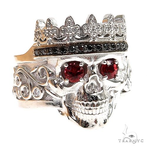 Platinum 0.98 Ctw Lab-Grown Diamond Skull Sovereign Crown Ring, view 2