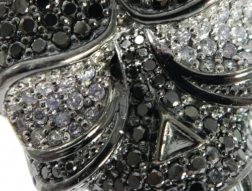 Skull and Cross Crucifix Black Diamond Pendant Chain 49785 - Image 4