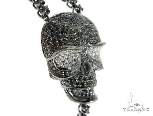 Skull and Cross Crucifix Black Diamond Pendant Chain 49785 - Image 5