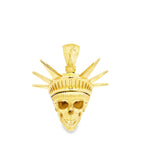Yellow gold men's pendant shaped like a skull wearing a Liberty-style crown with spikes.