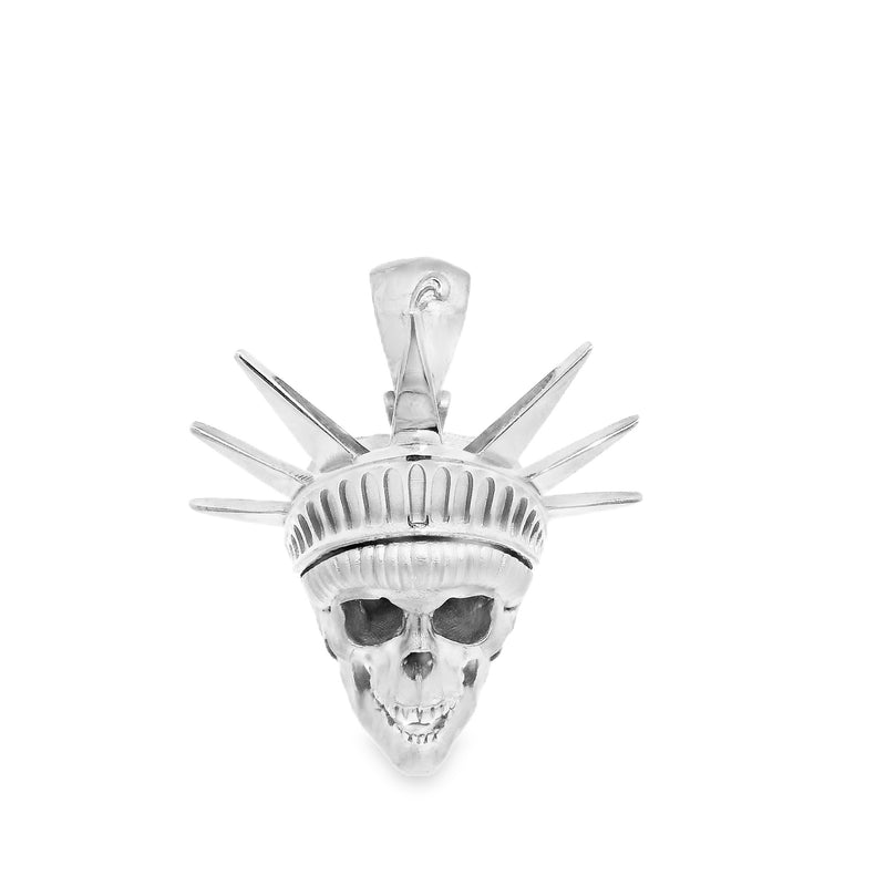 Yellow gold men's pendant shaped like a skull wearing a Liberty-style crown with spikes.