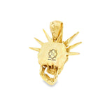 Yellow gold men's pendant shaped like a skull wearing a Liberty-style crown with spikes.