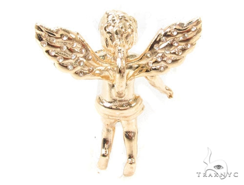 Small 14K Gold Diamond Angel Pendant, photo 4 of 8