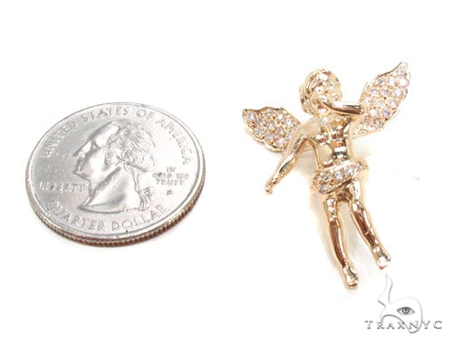 Small 14K Gold Diamond Angel Pendant, photo 5 of 8
