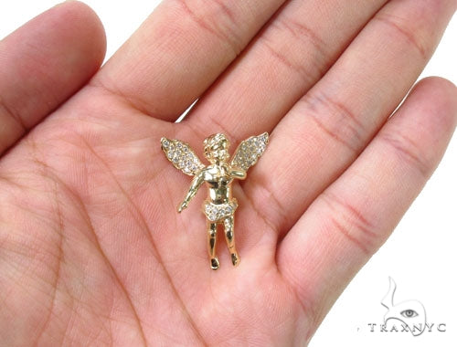 Small 14K Gold Diamond Angel Pendant, photo 6 of 8